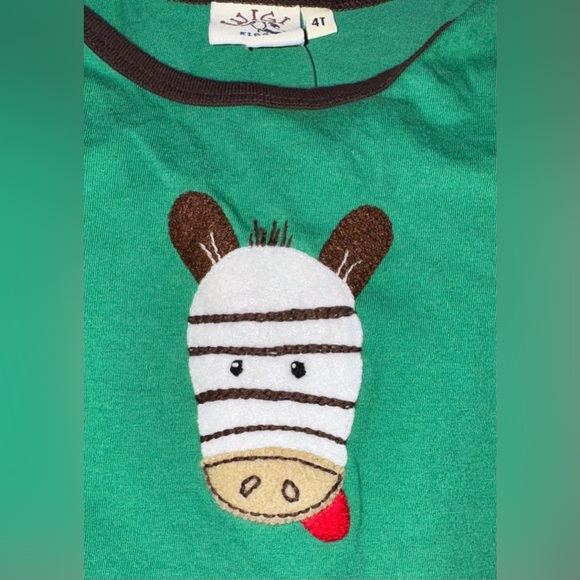 Luigi boutique Green Brown Zebra Kids outfit size 4T new - Picture 2 of 8